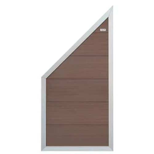 Schutting composiet schuin Forte bruin met blank aluminium kader (90 x 180/93 cm) Alleen Vandaag