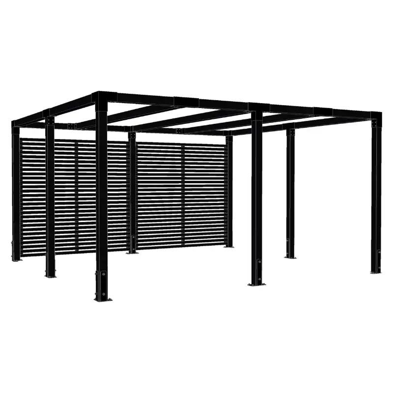 Bestel Nu Pergola hout vierkant met tuinschermen - 387 x 387 x 217 cm