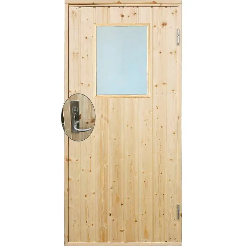 Enkele deur met raam incl. kozijn en beslag - Rechtsdraaiend - Onbehandeld - 88,6 x 197,8 cm Koop Vandaag