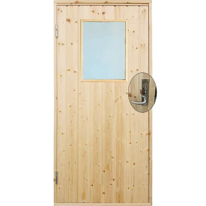 Enkele deur met raam incl. kozijn en beslag - Linksdraaiend - Onbehandeld - 88,6 x 197,8 cm Weekendaanbieding