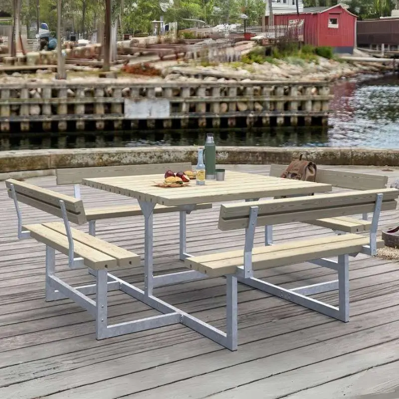 Laatste Kans Picknicktafel thermowood - Picknick vierkant - 224 x 224 x 76 cm