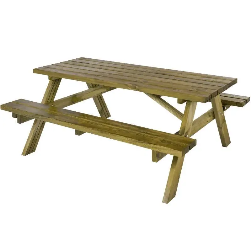 Koop Vandaag Picknicktafel vuren geïmpregneerd - Kombi - met klapbanken - 152 x 177 x 71 cm