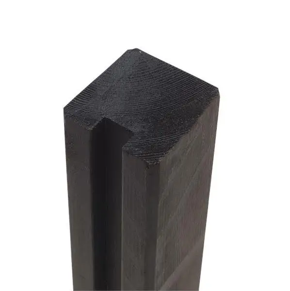 Begin of eindpaal rabatsysteem vuren - 9 x 9 cm zwart (268 cm) geschaafd Aanbieding