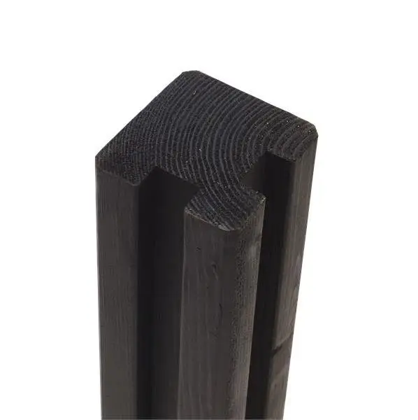 Hoekpaal rabatsysteem vuren - 9 x 9 cm zwart (268 cm) geschaafd Betaalbaar