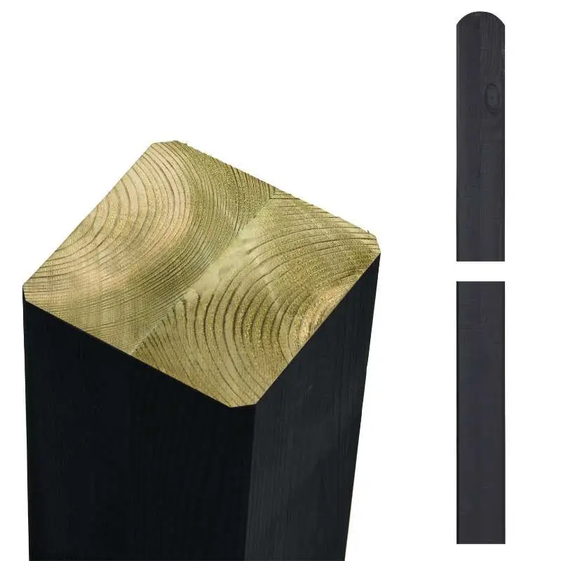 Lage Prijs Paal vuren 9 x 9 cm zwart (268 cm) ongepunt met afgeronde kant geschaafd