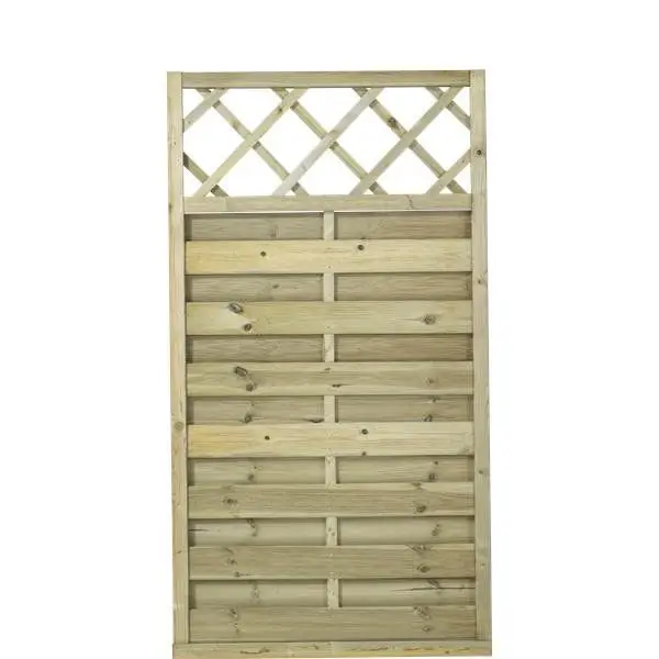 Schutting vuren - Bergen recht met trellis groen geimpregneerd (90 x 165 cm) Korting