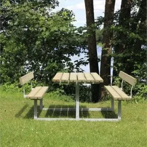 Op = Op Picknicktafel vuren geimpregneerd - Basic - 2 rugleuningen - 184 x 177 x 73 cm