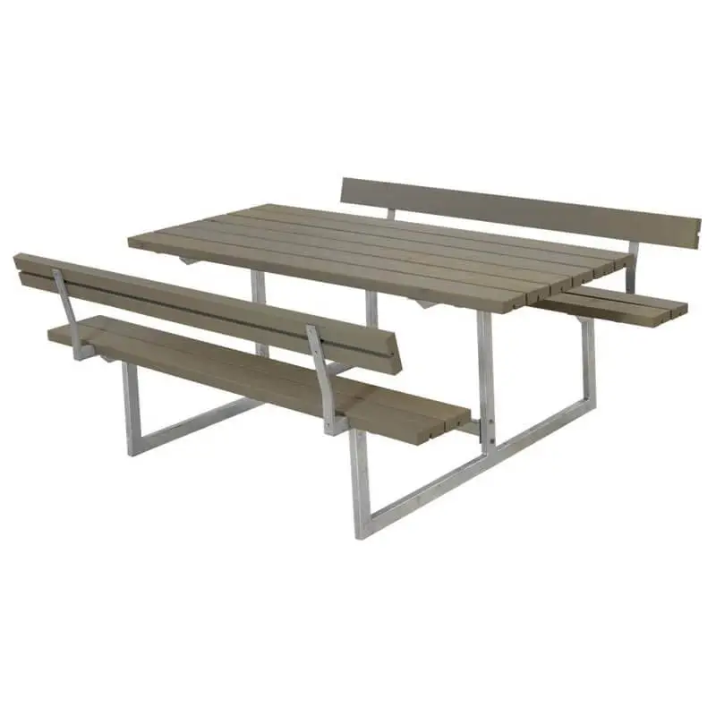 Picknicktafel vuren geimpregneerd - Basic - 2 rugleuningen grijsbruin - 184 x 177 x 73 cm Premium