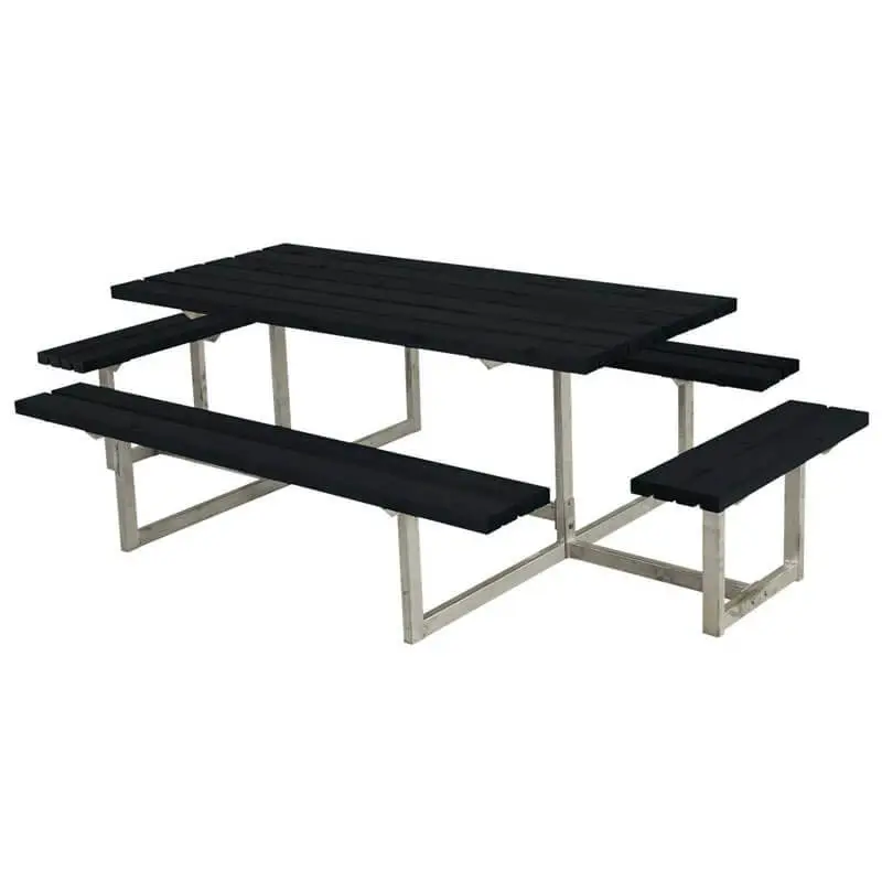 Koop Online Picknicktafel vuren geimpregneerd - Basic - 4 banken zwart - 160 x 260 x 73 cm