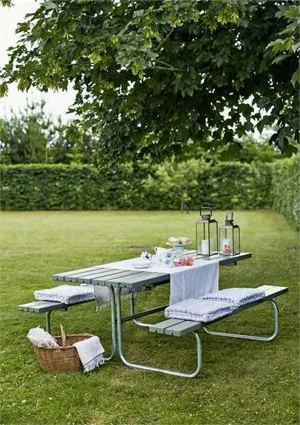Picknicktafel vuren geimpregneerd - Classic - grijsbruin - 155 x 177 x 73 cm Lage Kosten
