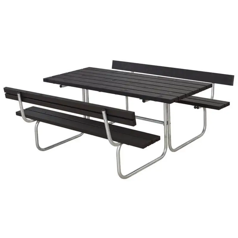 Picknicktafel vuren geimpregneerd - Classic - 2 rugleuningen zwart - 177 x 177 x 73 cm Uitverkoop