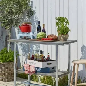 Exclusieve Aanbieding Bijzettafel vuren geimpregneerd - Urban met plank grijsbruin 50 x 100 x 90 cm