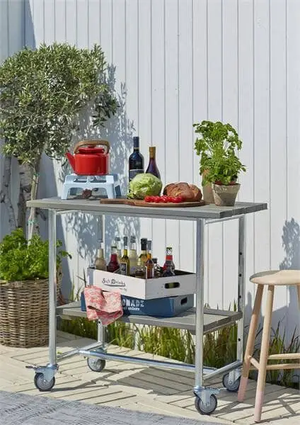 Exclusieve Aanbieding Bijzettafel vuren geimpregneerd - Urban met plank grijsbruin 50 x 100 x 90 cm