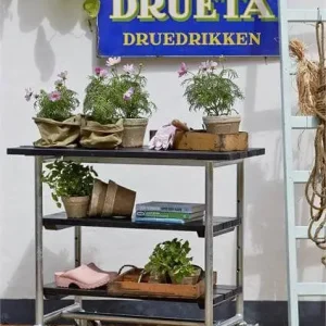Veilige Betaling Bijzettafel vuren geimpregneerd - Urban met twee planken zwart 50 x 100 x 90 cm