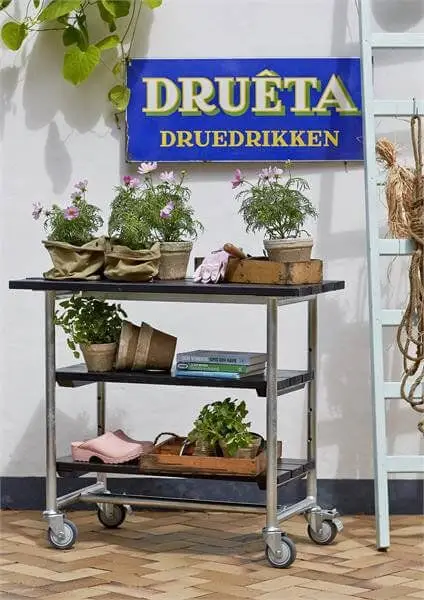 Veilige Betaling Bijzettafel vuren geimpregneerd - Urban met twee planken zwart 50 x 100 x 90 cm
