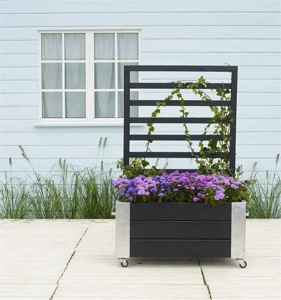 Gecertificeerd Plantenbak vuren geïmpregneerd - Cubic roomdivider zwart 87 x 50 x 130 cm
