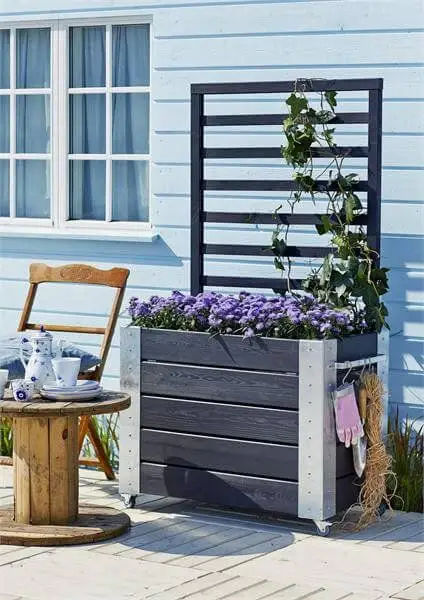 Plantenbak vuren geïmpregneerd - Cubic roomdivider zwart 87 x 50 x 155 cm Superprijs