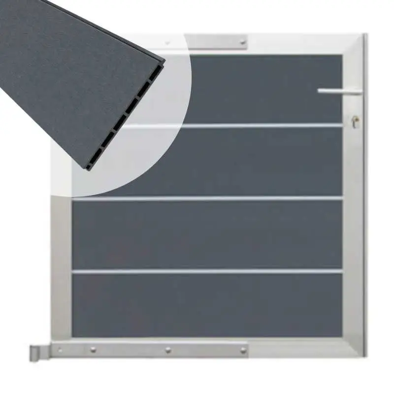 Tuinhek poort composiet Modular rock grey - blank aluminium frame compleet (90 x 90 cm) Seizoensaanbieding