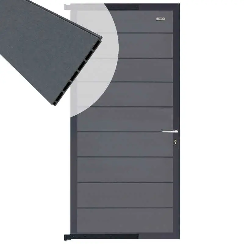 Koopje Tuindeur composiet Modular Rock grey met antraciet aluminium frame compleet (90 x 200 cm)