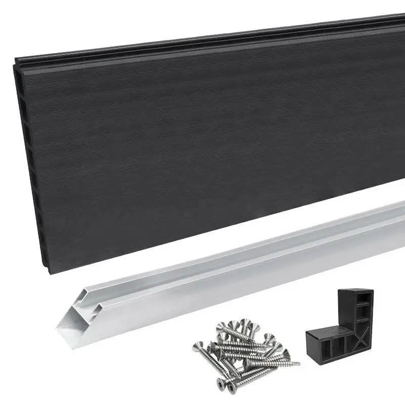 Bestel Nu Zelfbouwset composiet Forte antraciet met blank aluminium kader (90 x 180 cm)