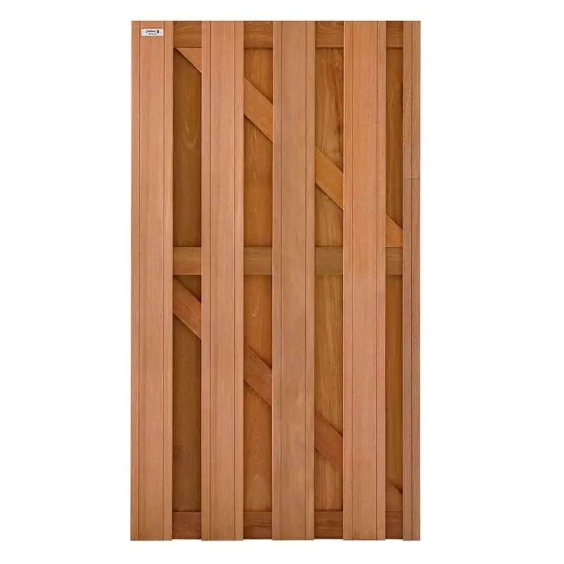 Tuindeur hardhout kempas Timber recht rvs (90 x 180 cm) v-groef schermdikte 4,1 cm Actieprijs