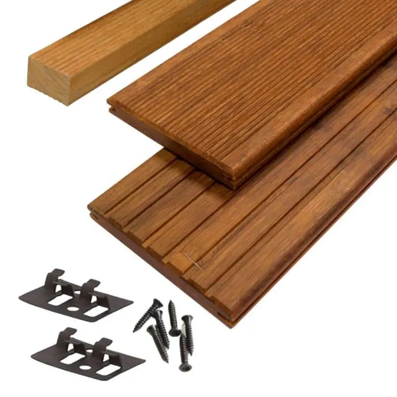 Vlonderplank totaalpakket bamboe Primus geolied coffee 2,0 x 14 cm (2,20 mtr) groef/fijne ribbel Superprijs