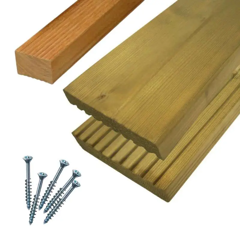 Voordeelprijs Vlonderplank totaalpakket geïmpregneerd Vuren groen 2,8 x 14,5 cm (4,50 mtr) groef/vlak