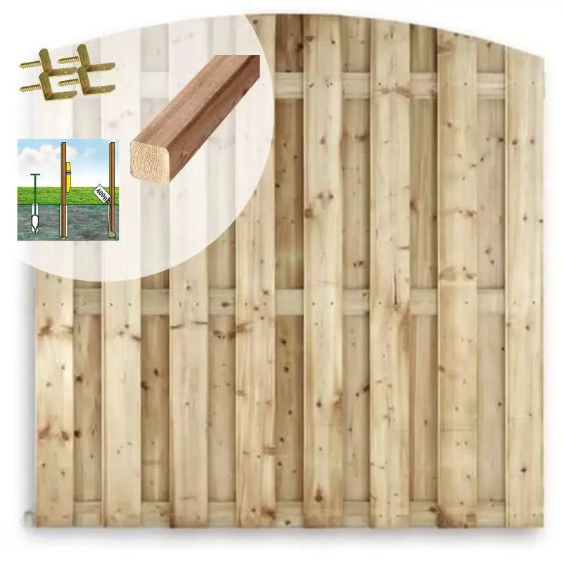 Laatste Versie Schutting set vuren Timber toog 15L rvs groen geimpregneerd (9,41 meter)