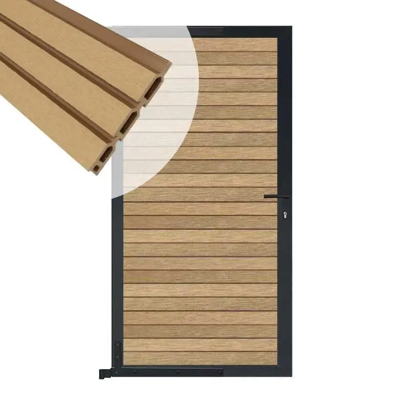 Betaalbaar Tuindeur aluminium zwart frame Rhombus Triple - composiet teak (90 x 180 cm)