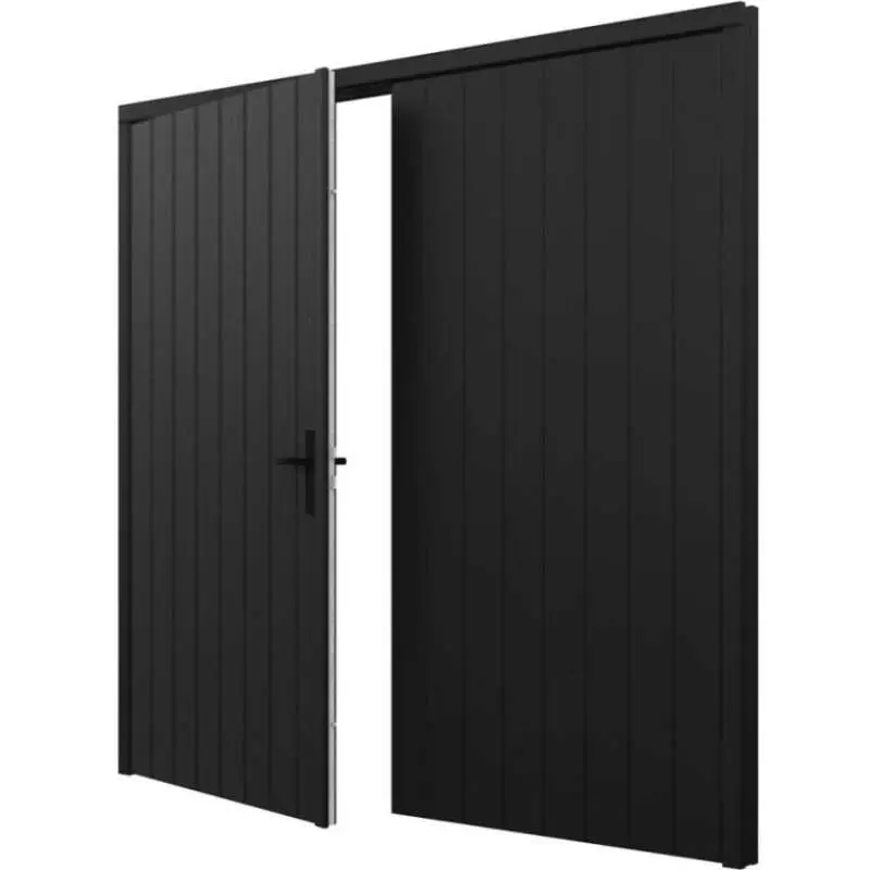 Dubbele plaatdeur XL met kozijn - zwart - 1200 x 2115 mm incl. beslag Rechtstreeks Van De Fabrikant
