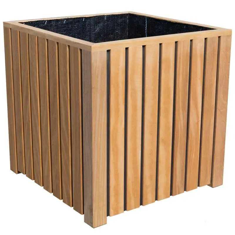 Snelle Levering Plantenbak hardhout Stripes black 50 x 50 x 50 cm geolied