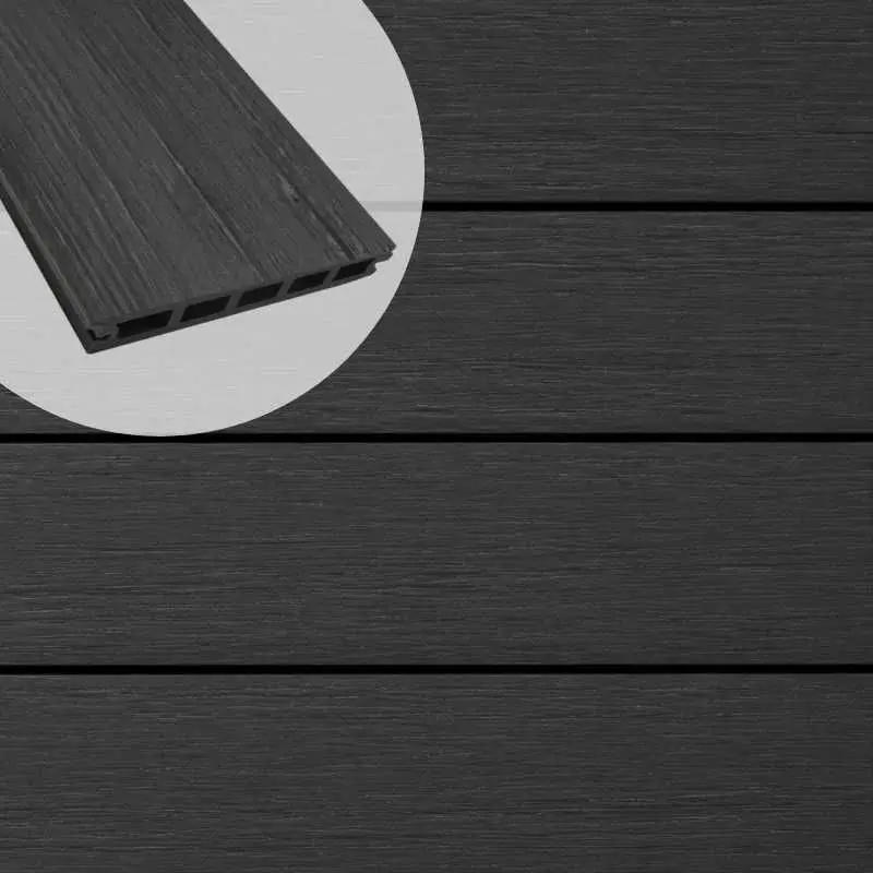 Vlonderplank composiet naadloos - 2,1 x 14 cm - antraciet houtnerf (5 mtr) Weekendaanbieding