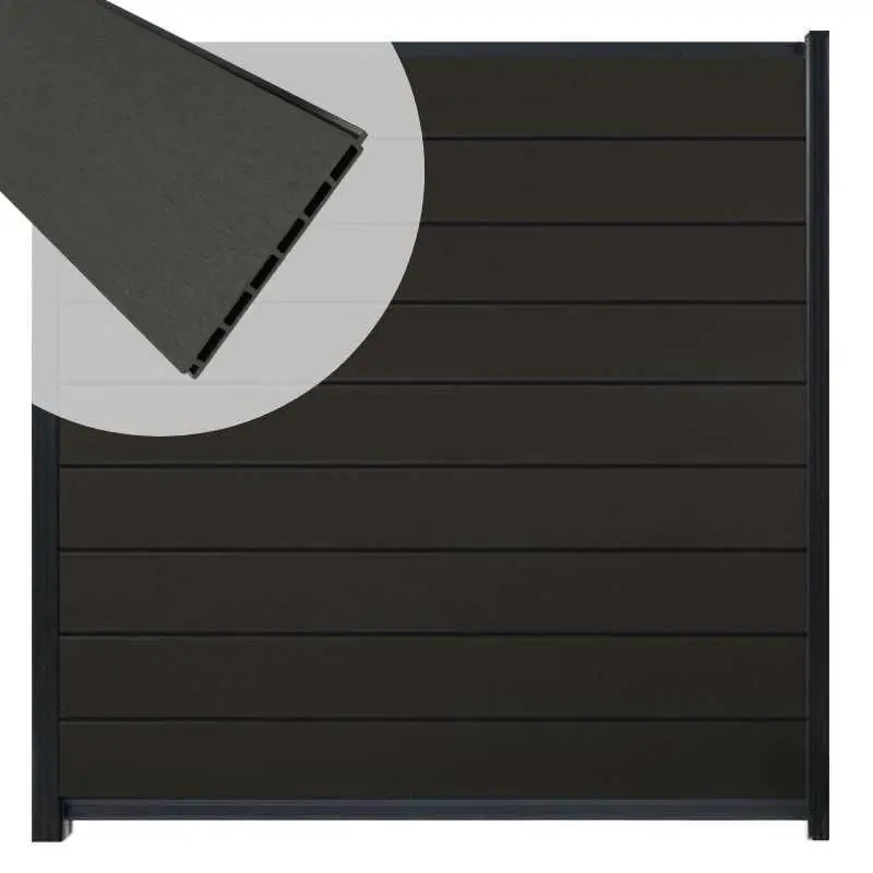 Direct Verzonden Zelfbouw schutting composiet Modular antraciet - antraciet alu accessoires (180x200 cm)