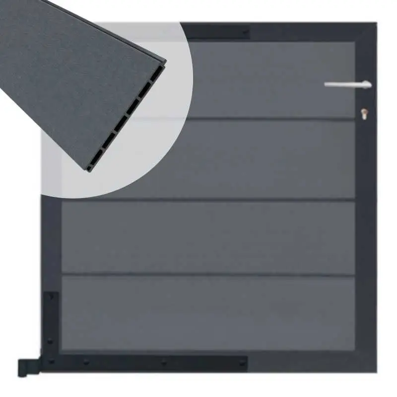 Tuinhek poort composiet Modular rock grey - antraciet aluminium frame compleet (90 x 90 cm) Must-Have