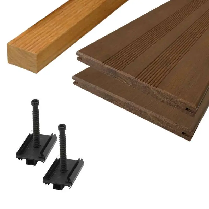 Bestel Nu Vlonderplank totaalpakket bamboe Ipé 2,0 x 20,0 cm (2,20 mtr) vlak/semi-ribbel geolied