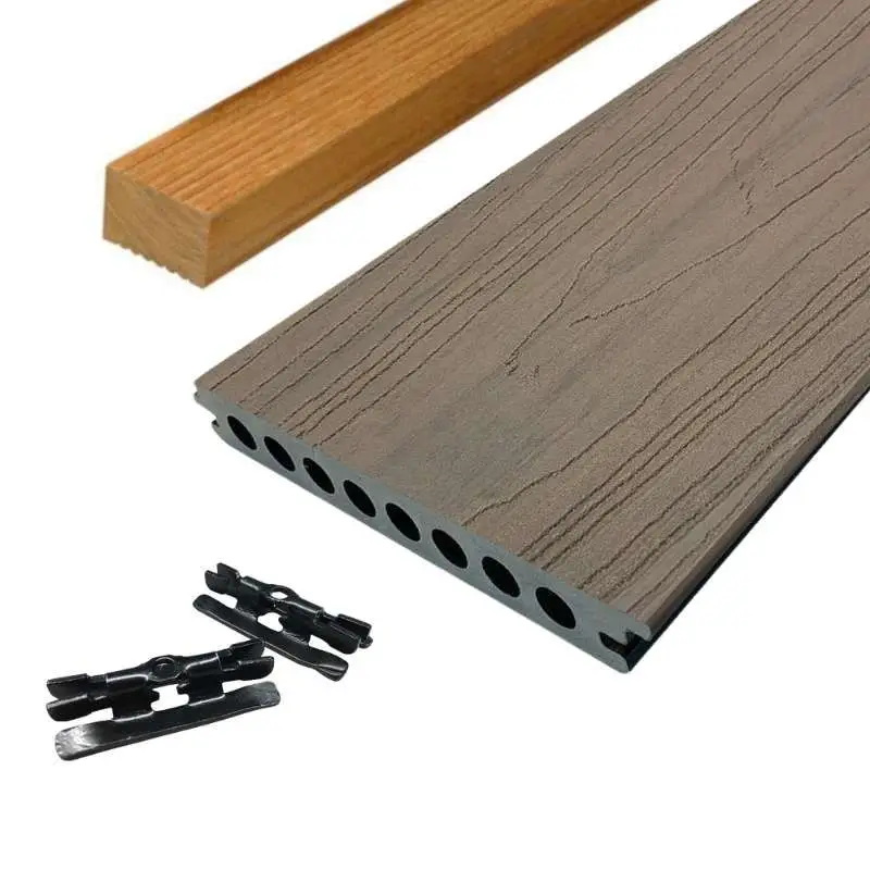 Gecertificeerd Vlonder totaalpakket composiet semi massief co-extrusie naadloos 2,1 x 14 cm Oak (5 mtr)