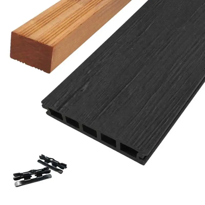 Shop Nu Vlonder totaalpakket composiet 2,1 x 14 cm antraciet (5 mtr) houtnerf