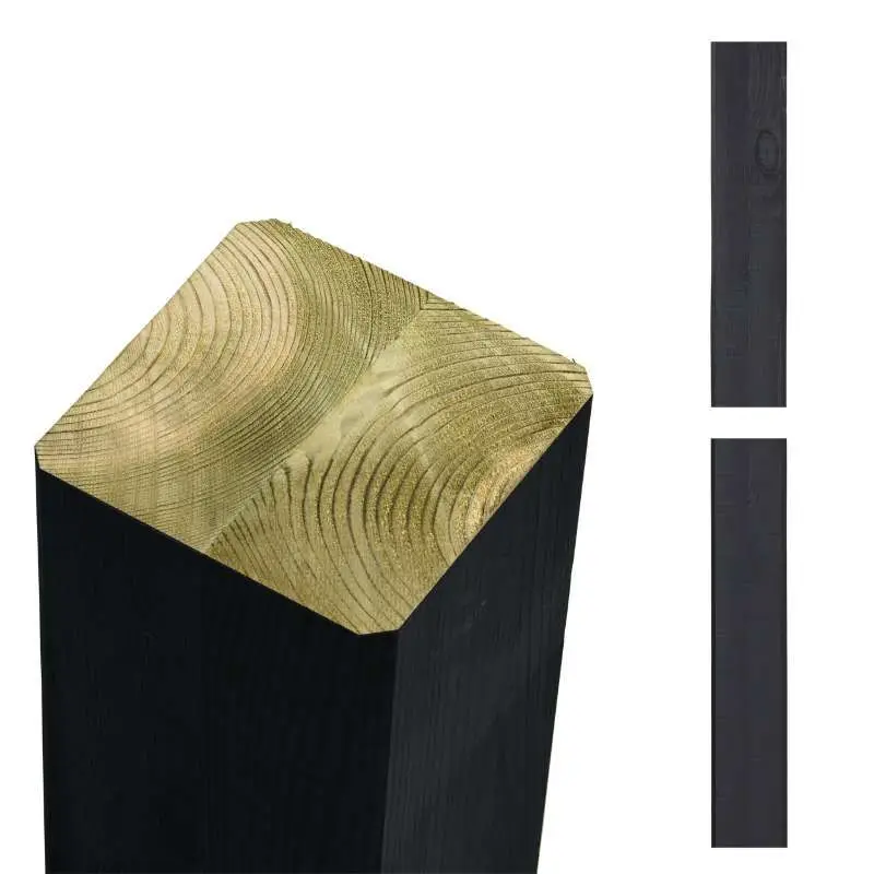 Favoriet Paal vuren 9 x 9 cm zwart (128 cm) ongepunt geschaafd