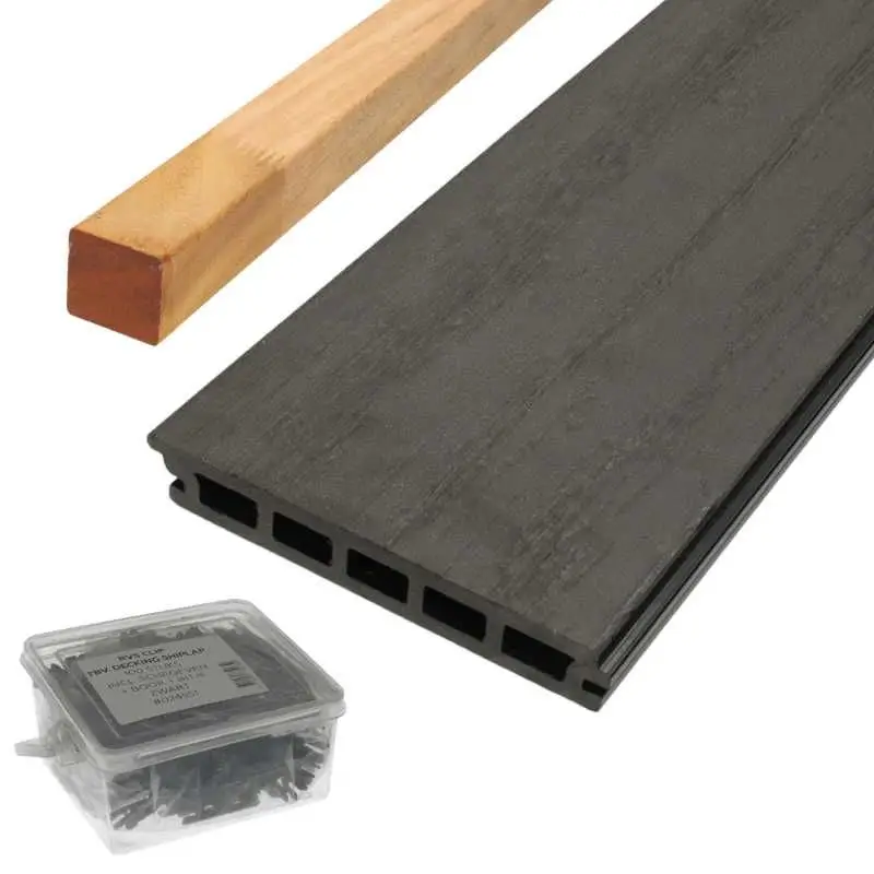 Beperkt Aanbod Vlonder totaalpakket composiet naadloos - 2,1 x 14,5 cm - antraciet (4 mtr)