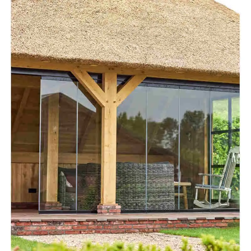 Glazen schuifwand - Rechts schuivend - H 2270 mm x B max. 3405 mm - RAL 9010 zuiver wit Laatste Kans