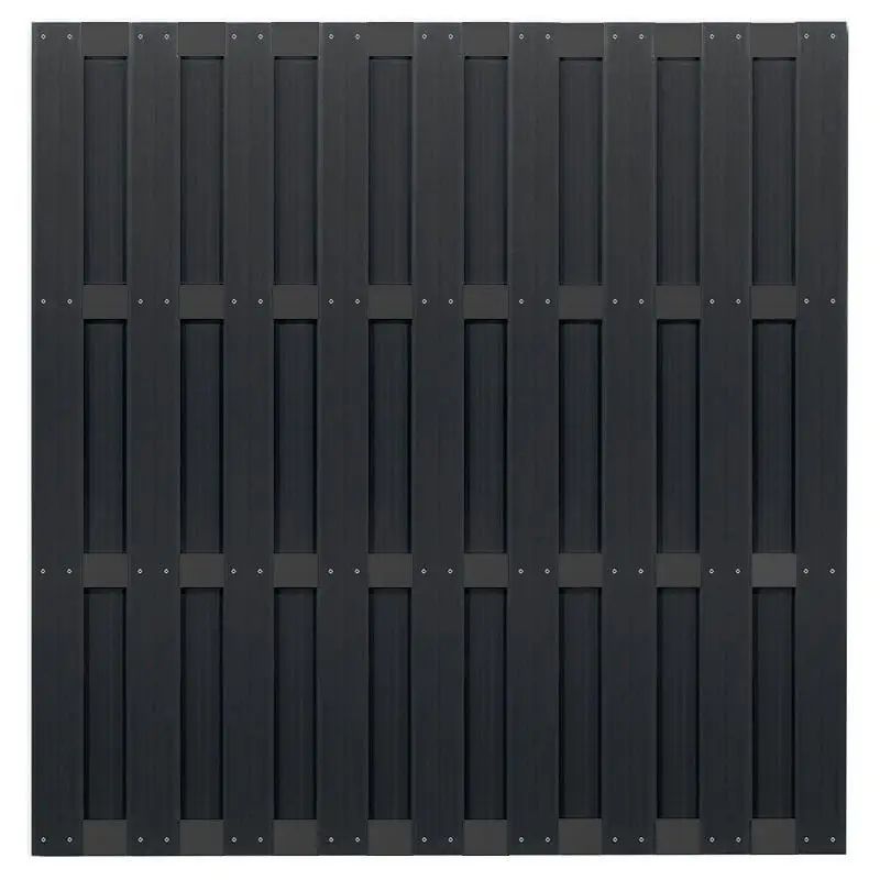 Op = Op Zelfbouw schutting composiet Ibiza antraciet met antraciet alu accessoires (180 x 180 cm)