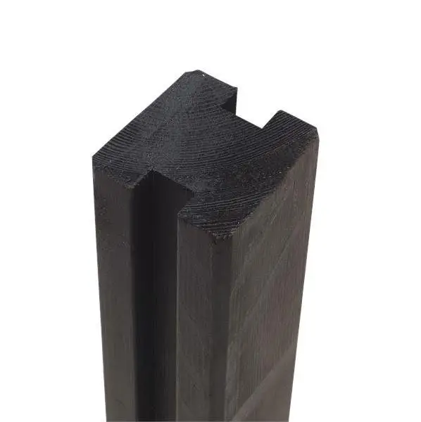 Tussenpaal rabatsysteem vuren - 9 x 9 cm zwart geschaafd (268 cm) Seizoensaanbieding