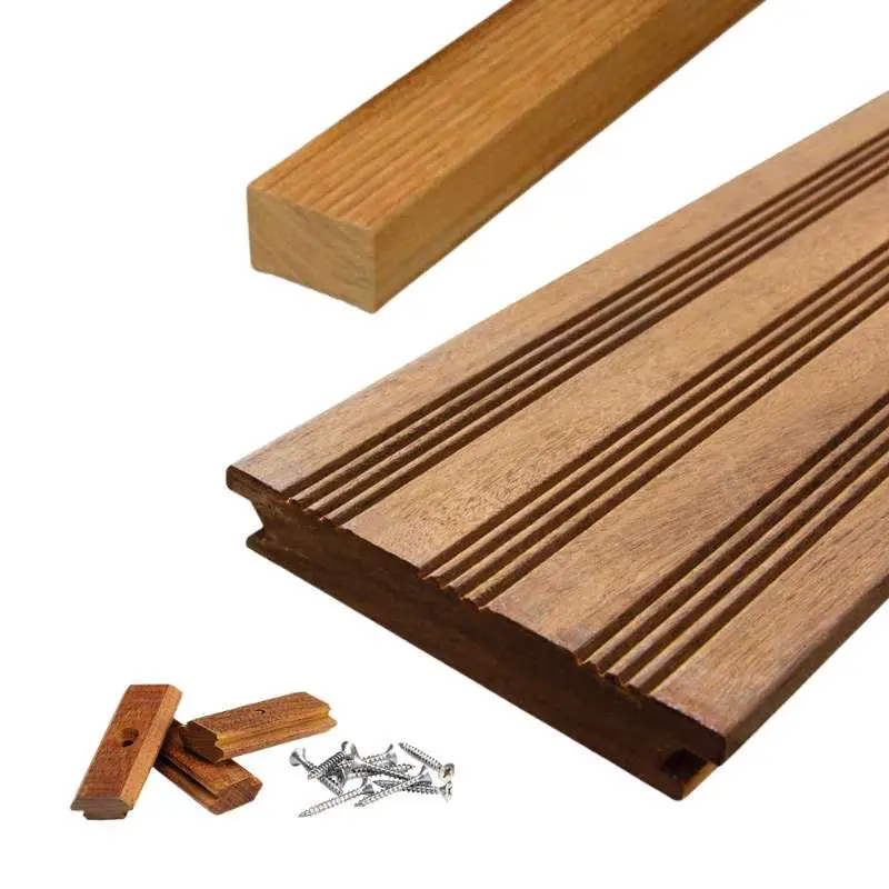 Bestel Nu Vlonderplank totaalpakket Ipé 21 x 120 mm (2,15 mtr) geschaafd semi-ribbel voor clips