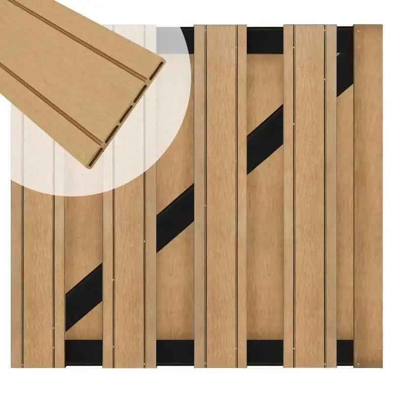 Beste Prijs Tuinhek poort composiet Stijl teak met zwart frame incl. hang- en sluitwerk (100 x 93,5 cm)