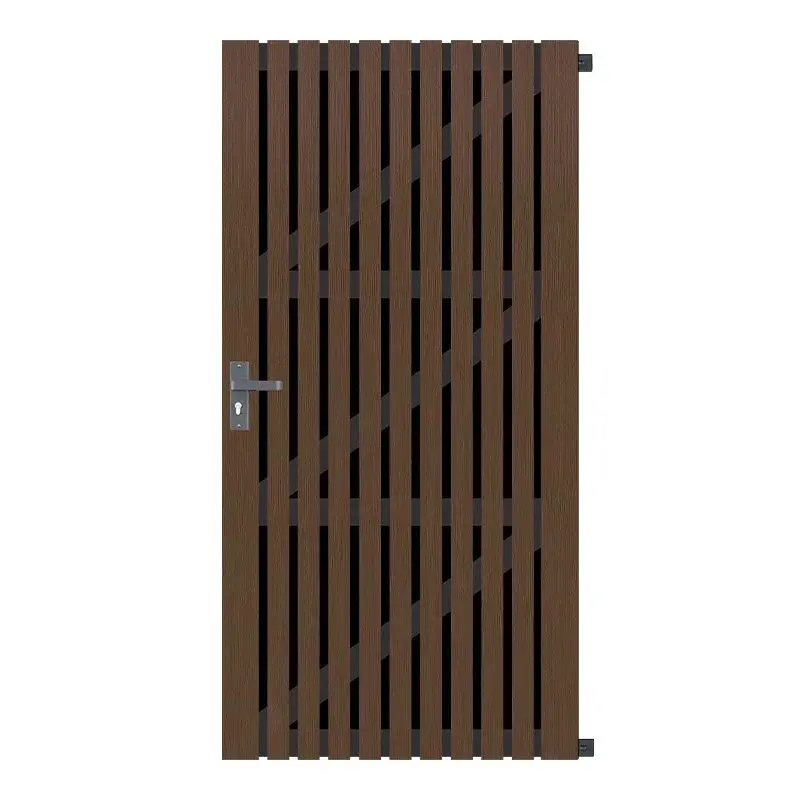 Tuindeur composiet co-ex Stripes Black - Natural dark brown met antraciet frame (90 x 180 cm) Op = Op