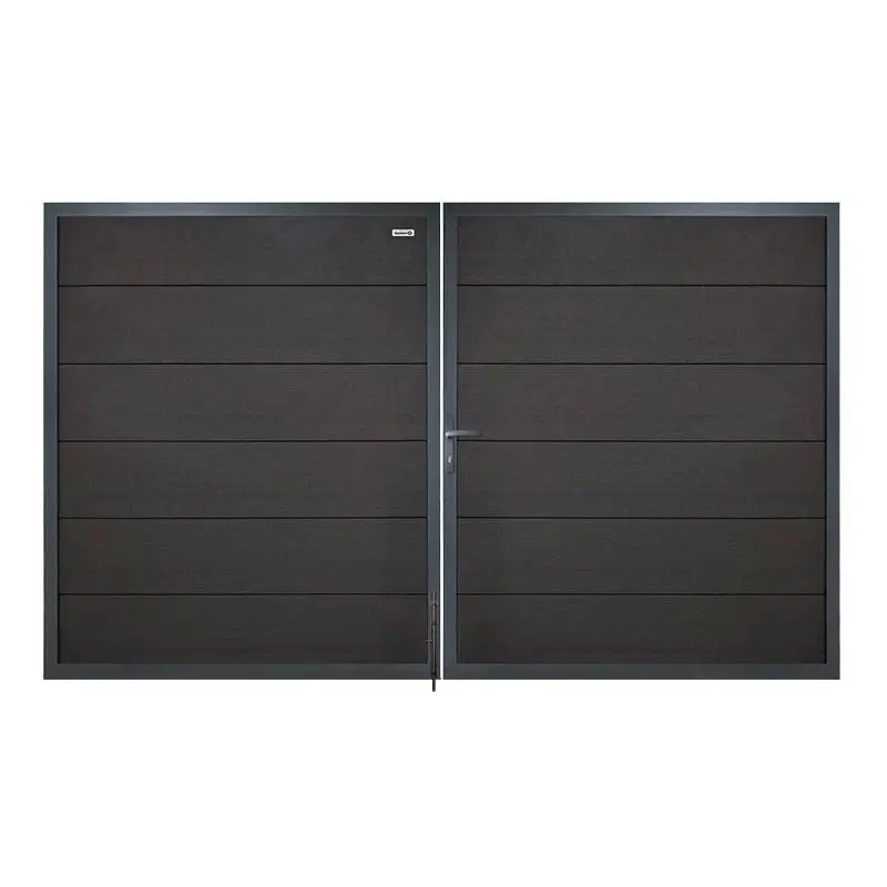 Dubbele poort composiet Forte antraciet met antraciet aluminium kader (300 x 180 cm) Tijdelijk Beschikbaar