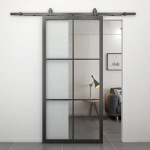 Voordeelprijs Stalen schuifdeur - Loft - 6 vaks helder glas - 215 x 100 cm
