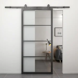 Rechtstreeks Van De Fabrikant Stalen schuifdeur - Loft - 4 vaks helder glas - 215 x 100 cm