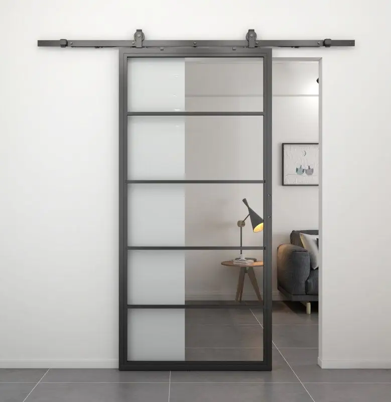 Koop Vandaag Stalen schuifdeur - Loft - 5 vaks helder glas - 235 x 100 cm