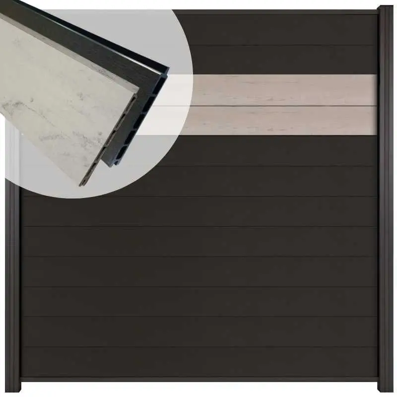 Snelle Levering Schutting composiet Mix & Match bicolorgrijs/ aluminium (180 x 180 cm)
